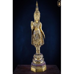 Phra Pang forbids relatives Ayutthaya, Ban Phlu Luang, bronze material, covered with gold, Thai clay base, 11 removable pieces