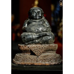 Ancient terracotta amulet skin covered with love old ayutthaya temple